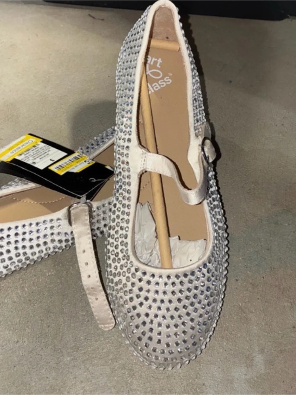 art class Girls' Silver Rhinestone Mary Jane Flats